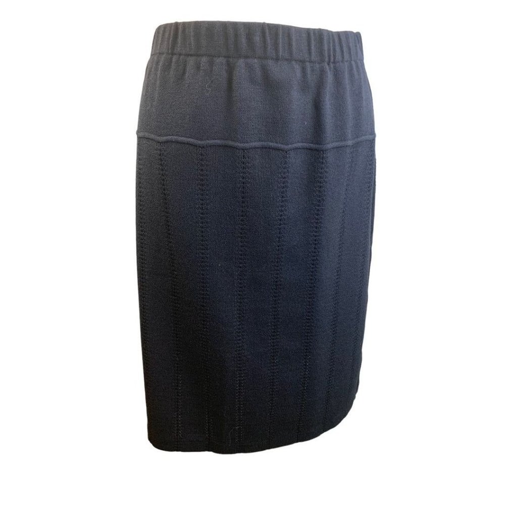 Medium St. John Sport Pull On Black Black Woven Knit‎ Skirt